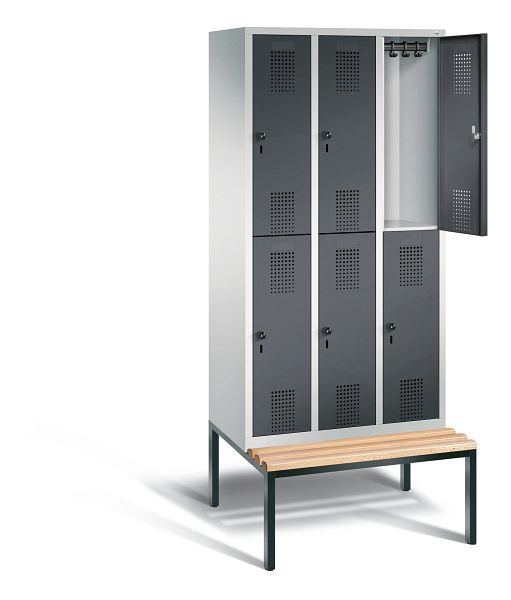 C+P locker dubbeldekker Evolo, H2090xW900xD815mm, kleur: lichtgrijs/zwartgrijs, 48350-30 S10096