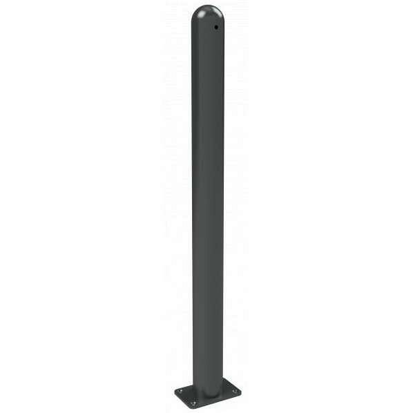 Schake-barrièrestijl paal type 4077PB - stationair - voor pluggen, Ø 76 mm, met halve bol, gecoat in DB703, 4077PB