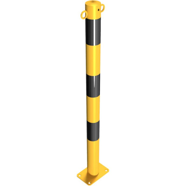 Stein HGS HGS stalen buispaal/stambeveiligingspaal, voor deuvels, met voetplaat 100x150mm, 2 ogen (180°), materiaal: ronde stalen buis, Ø 60 mm, 460pbg-2