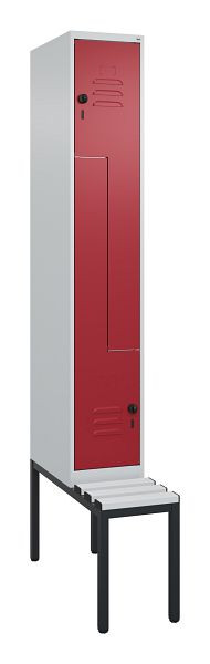 C+P Z-Spind Classic PLUS, met onderbank, 2 vakken, 2120x300x815mm, 7035/3003, draaigrendel, 0800537-102 S10031