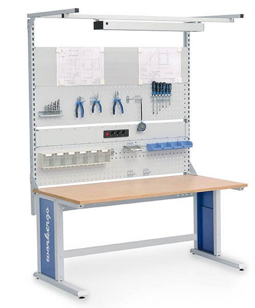 Bedrunka + Hirth meerwandige bouwvakker met bovenframe, 1x stekkerdoos, 2x geperforeerde plaat, 1x magneetwand, afmetingen in mm (BxDxH): 1500 x 750 x 1250, 4C150-2