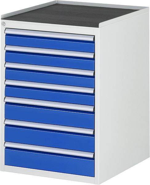 RAU ladekast serie 7000, B580 x D650 x H825 mm, metalen onderstel, hoogte 25 mm, laden: 4xH90, 3xH120 mm, 13-L5.17A-MT.11