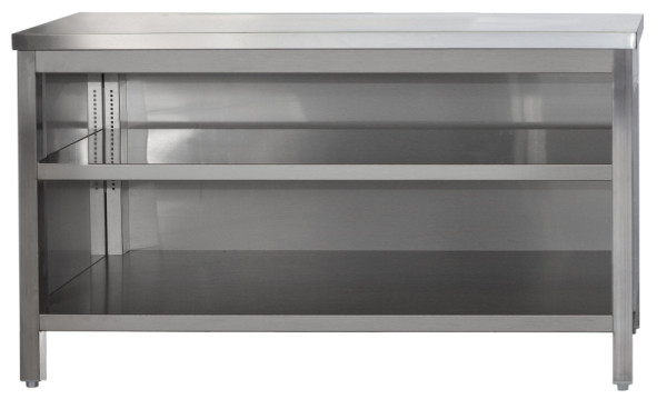 A&S Gastro RVS open werkkast met in hoogte verstelbaar tussenblad, diepte 700mm, AISI 304, 400 x 700 x 850 mm, ARSO047