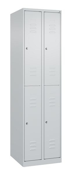 C+P Doppelstöckiger Spind Classic PLUS, 2 Abteile, 1850x500x500mm, 7035/7035, Zylinderschlösser, 080300-29 S10017