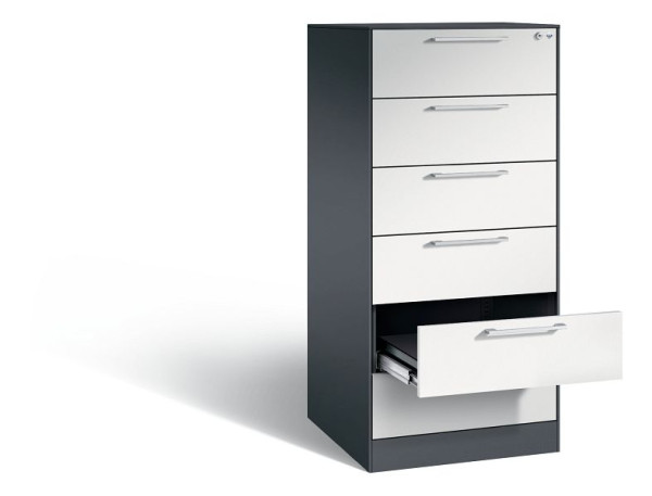 C+P archiefkast Asisto, H1310xB562xD600mm, kleur: zwartgrijs/lichtgrijs, beugelgreep, 146224-622 S10097