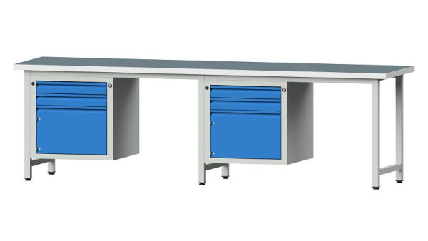 ANKE werkbanken combinatie werkbank, model 732 E, 2800 x 700 x 840 mm, RAL 7035/5012, UBP 40 mm, 511.004