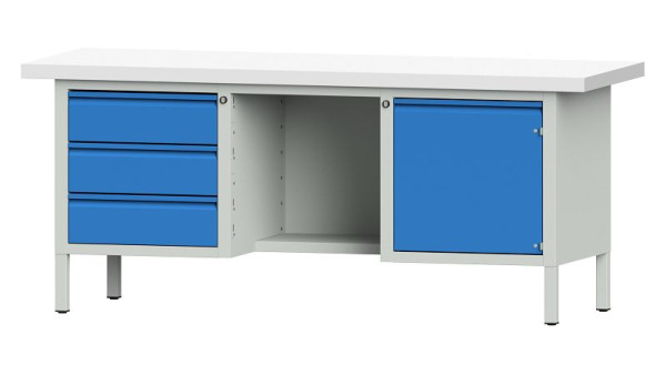 ANKE werkbanken kistwerkbank, model 355 E, 2000 x 700 x 850 mm, RAL 7035/5012, KSP 50 mm, 510.411