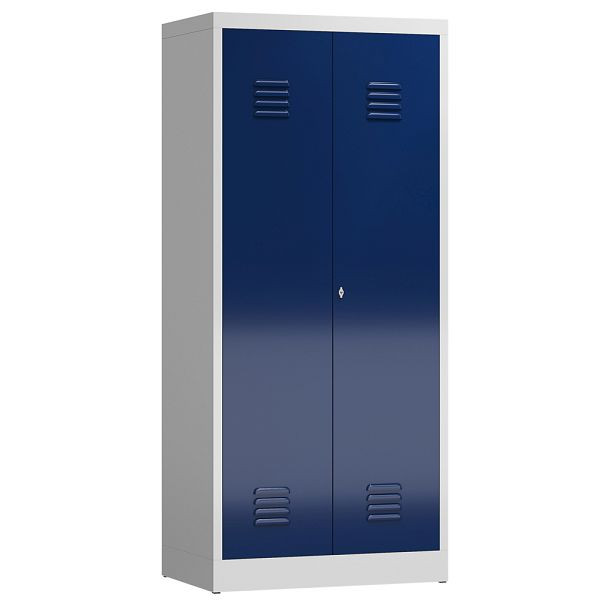 Lüllmann ClassiX multifunctionele locker, 2 compartimenten, 1800 x 800 x 500 mm, lichtgrijs/gentiaanblauw, X-515711