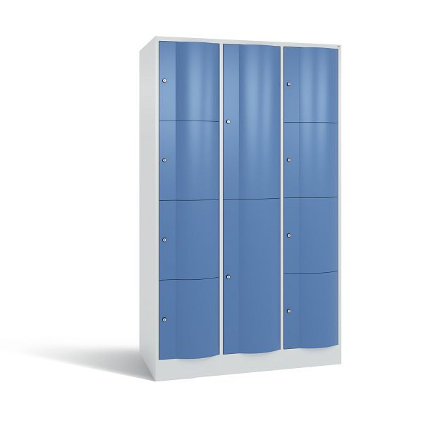 C+P XL-Schließfachschrank Resisto, 3 Abteile, H1950B1148T640 mm, Grau/Fernblau, 8070-3733 S10030