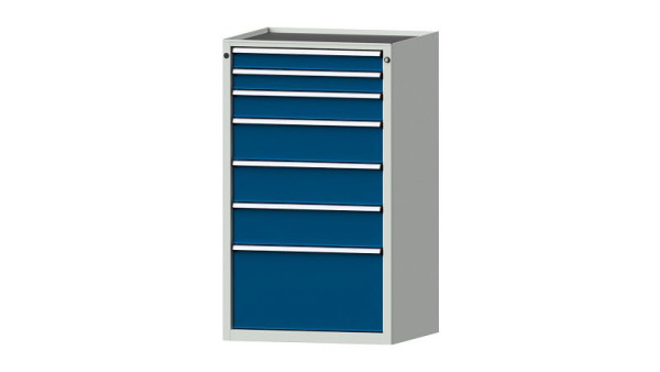 ANKE werkbanken ladekast, model 4009 V, 760 x 675 x 1280 mm, RAL 7035/5010, kuip, 611.116