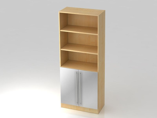 Hammerbacher kast 5OH, 2 deuren onder plintpaneel, relinggreep esdoorn/zilver, 80x42x200,4 cm (BxDxH), V7700/3/S/RE