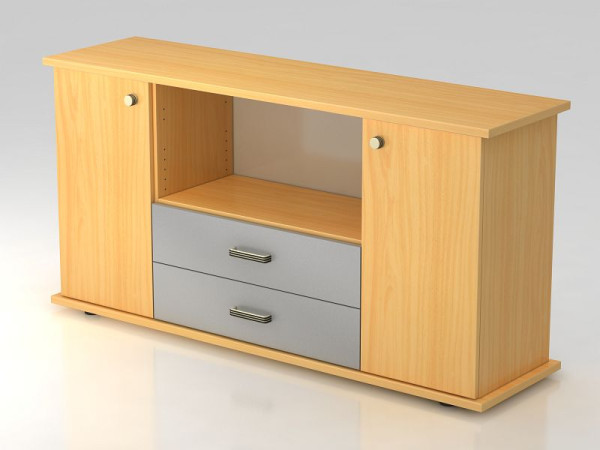 Hammerbacher dressoir 2 deuren, 2 lades, beuken/beuken gestreept handvat, 166,1x44,8x84 cm (BxDxH), VSBTS/6/6/SG