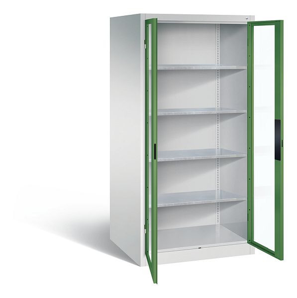 C+P gereedschapskast Acurado, H1950xW930xD800mm, kleur: lichtgrijs / reseda groen, verzonken handgreep, 8924-0552 S10017