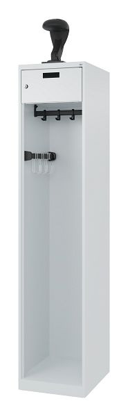 C+P brandweerkast Evolo, model PRAKTUS, 1 compartiment, H1850B400T500 mm, lichtgrijs, helmhouder, 0492015-12 S10003