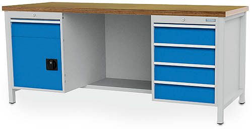 Bedrunka + Hirth box werkbank 2000, vv 5 lades en 1 vleugeldeur, 2000x750x859 mm, 03.19.26VA