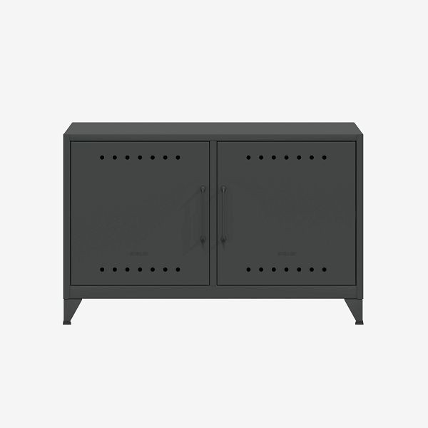 Bisley Fern Cabby Dressoir, met vaste plank, kabeldoorvoer in de achterwand en klittenband kabelhouder, antracietgrijs (634), FERCAB634