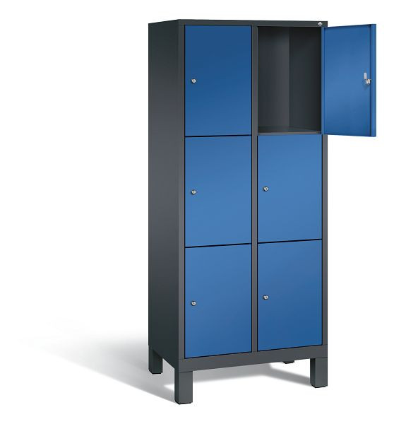 C+P lockerkast Evolo, H1850xW810xD500mm, kleur: zwartgrijs / gentiaanblauw, 48010-223 S10083