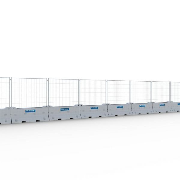 Schake betonbarrière SET1 bestaande uit: 1x betonbarrière, 1x mobiel hek standaard, 1x verbindingselement, 1x veiligheidsgrendel, 3F200-SET1S