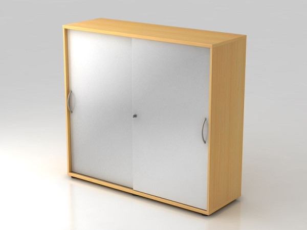 Hammerbacher schuifdeurkast 3OH 120cm gebogen greep beuken/zilver, 120x40x110 cm (BxDxH), V1753S/6/S/BM
