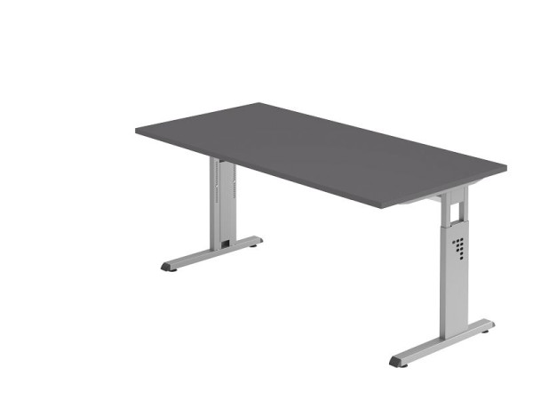 Hammerbacher bureau C-onderstel 160x80cm grafiet/zilver, VOS16/G/S