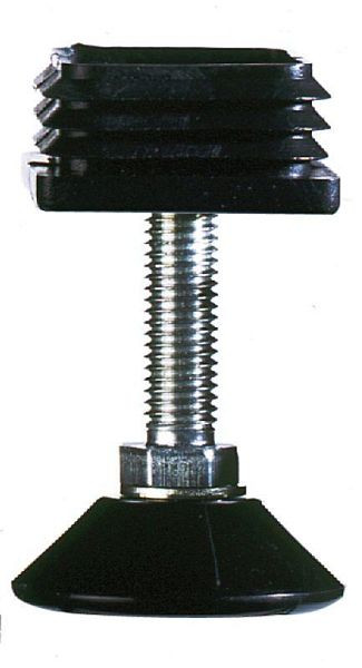 KLW pluggen voor vierkante buizen 40x40x2 mm met metalen schroefdraadinzet van zwart kunststof, met voetplaat 30 mm in hoogte verstelbaar, 03 / KUG-V-40x40