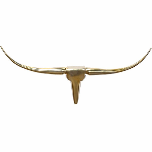 Wohnling Decoratief gewei Stier M goud 100 cm aluminium design hoorns, wanddecoratie stierenkop hoorn modern, WL1.392