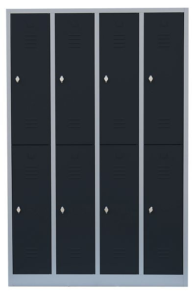 Lüllmann stalen kledingkast/garderobe, 1800 x 1170 x 500 mm, lichtgrijs/antracietgrijs, 520248