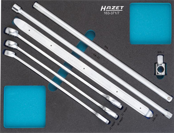 Hazet gereedschapsset, uitwendig dubbel zeskant trekprofiel, uitwendig zeskantprofiel, massief vierkant 12,5 mm, aantal gereedschappen: 7, 163-371/7