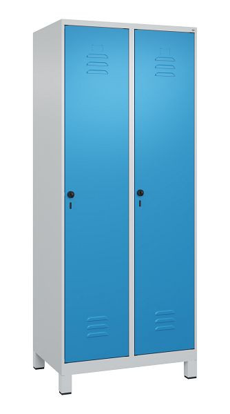 C+P Mehrzweckschrank Classic PLUS, Füße, 2 Abteile, 1950x800x500mm, 7035/5012, Drehriegel, Türen rechts angeschlagen, 080010-22B S10004