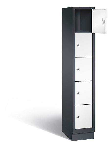 C+P lockerkast Evolo, H1800xB320xD500mm, kleur: zwartgrijs / verkeerswit, 48020-105 S10089