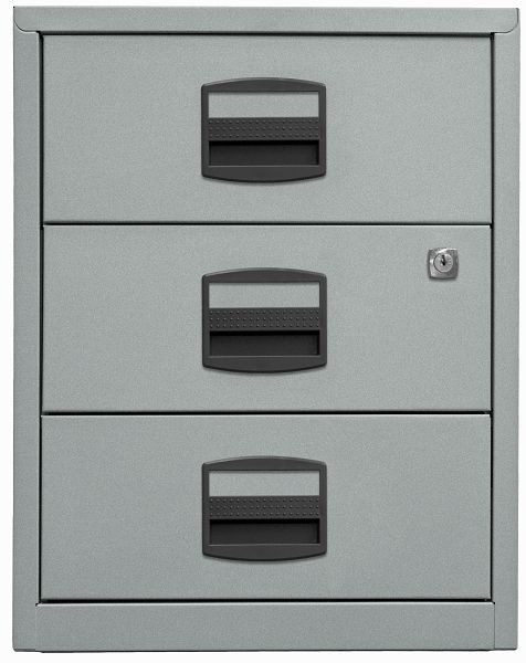 Bisley mobiele zijkast PFA, 3 universele laden, zilver, PFAM3S355