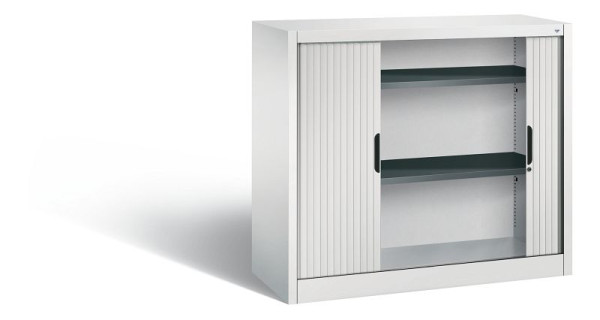 C+P dressoir met rolluik Omnispace, H1030xB1200xD420mm, kleur: lichtgrijs, verzonken greep, 2 niveaus, 3243-00 S10103