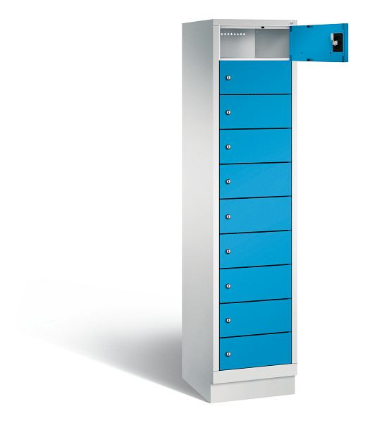 C+P lockerkast Evolo, H1850xB420xD500mm, kleur: lichtgrijs / lichtblauw, 48020-1210 S10017