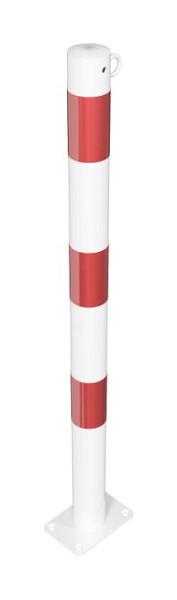 Schake afzetpaal stalen buis Ø 60 x 2,5 mm vast voor deuvelbevestiging, thermisch verzinkt en wit gecoat, 1 oog, 460PB/1