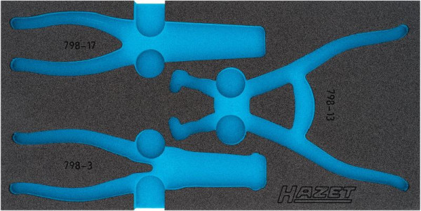 Hazet 2-componenten zacht schuim inleg, voor 163-425/3 Afmetingen / lengte: 342 mm x 172 mm Organisatiesysteem maat: 1/3 (342 x 172 mm), 163-425L
