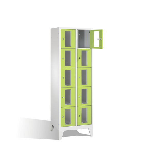 C+P lockerkast Classic, H1850xB610xD500mm, kleur: lichtgrijs / virid groen, 8010A205 S10007