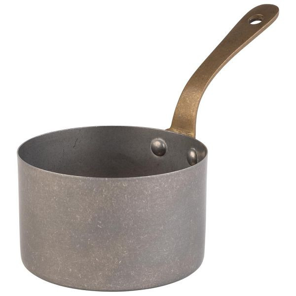 APS serveerpot / steelpan "SNACKHOLDER", roestvrij staal, Ø 9,5 cm, hoogte 5,5 cm, 0,3 liter, antieke roestvrijstalen look, 40782