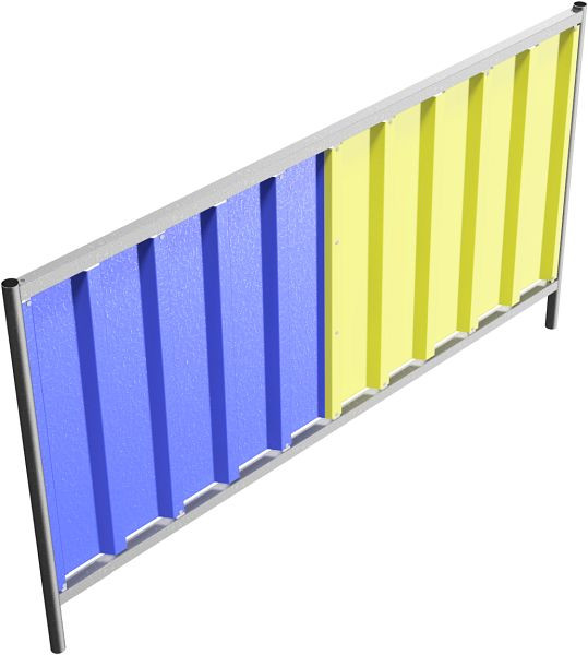 Schake bouwhek trapeze, plaatcoating: blauw/geel, hoogte: 1,2 m, 3B1222BG