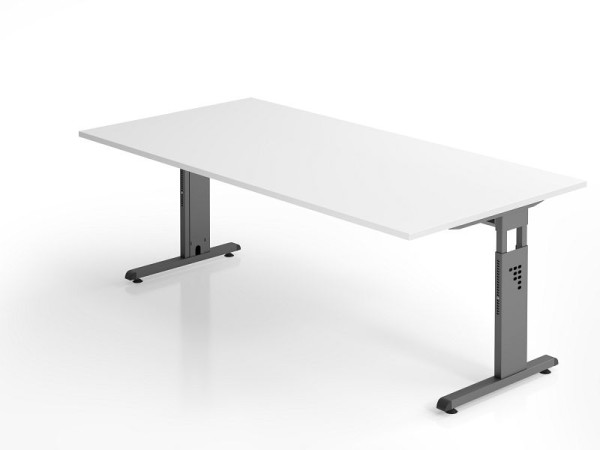 Hammerbacher bureau OS2E, 200 x 100 cm, blad: wit, 25 mm dik, 2 mm ABS rand, rechthoekige vorm, VOS2E/W/G