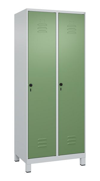 C+P Umkleidespind Classic PLUS, Füße, 2 Abteile, 1950x800x500mm, 7035/6011, Drehriegel, 080010-22 S10006