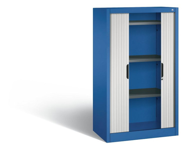 C+P dressoir met rolluik Omnispace, H1345xB800xD420mm, kleur: gentiaanblauw/lichtgrijs, verzonken greep, 3 niveaus, 3221-00 S10075