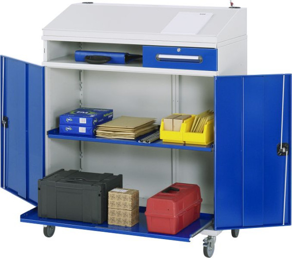 RAU zijkast sta bureau - model 05, B1100 x D520 x H1110/1220 mm, incl. set wielen, 07-1100-M05F.11