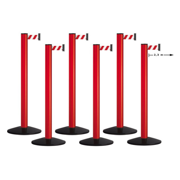Stein HGS HGS personengeleidingssysteem set van 6 -Beltrac Classic Safety-, mobiel, rood (RAL 3020), rood/wit gearceerd, VE van 6, 12440