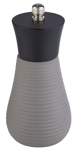 APS pepermolen -ELEMENT-, Ø 7,5 cm, hoogte: 15,5 cm, beton, hout, kleur: grijs/zwart, molen van koolstofstaal, 40557