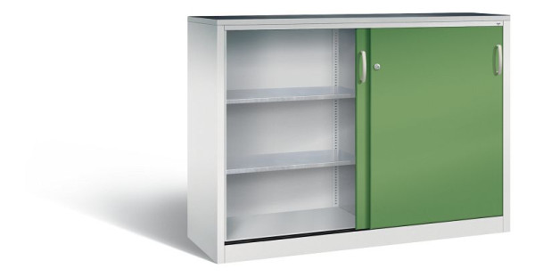 C+P schuifdeurkast Acurado, H1200xB1600xD500mm, kleur: lichtgrijs / reseda groen, 2157-092 S10005