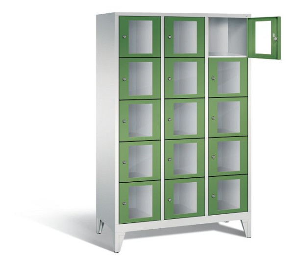 C+P lockerkast Classic, H1850xB1200xD500mm, kleur: lichtgrijs / reseda groen, 8010A325 S10004