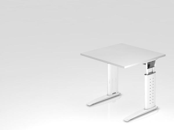 Hammerbacher bureau C-poot 80x80cm wit/wit, werkhoogte 68-86 cm verstelbaar, VUS08/W/W
