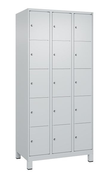 C+P Schließfachschrank Classic PLUS, Füße, 3 Abteile, 1950x900x500mm, 7035/7035, 080010-305 S10009