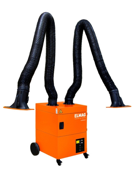 ELMAG afzuigsysteem, verrijdbaar, Profi-Master, tweearmig, met 2 afzuigarmen Ø 150mm/4m in slanguitvoering, 58657