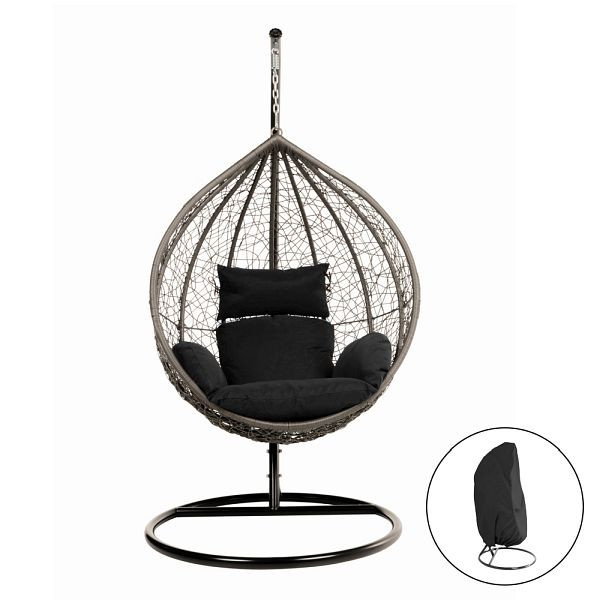 HOME DELUXE polyrotan hangstoel CIELO - zwart met regenhoes, 50927